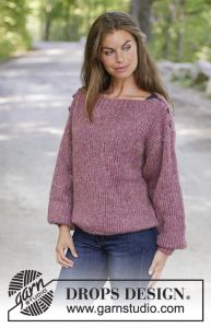 Free Long-Sleeved Sweater Knitting Patterns - Striped Boat Neck