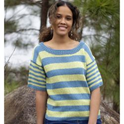 Free Long-Sleeved Sweater Knitting Patterns - Striped Boat Neck