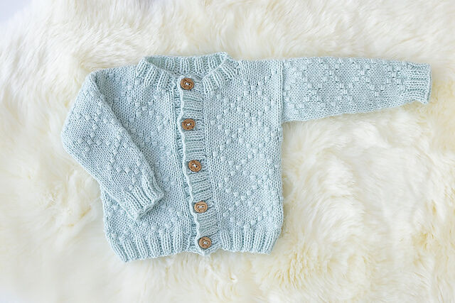 Knitting Patterns Galore - Cute as a Button Baby Cardigan