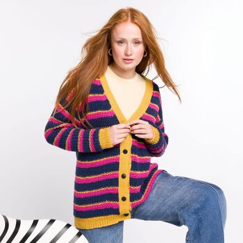 Stripy V-Neck Cardigan