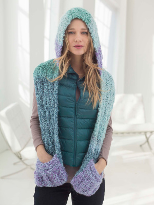 Knitting Patterns Galore - Hooded Scarf With Pockets